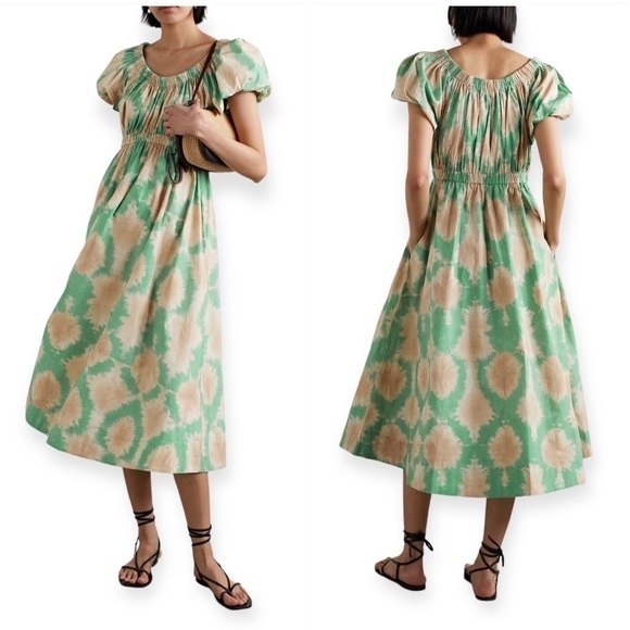 ULLA JOHNSON  Nanette Midi Dress Calcite, Size 10,‎ NWT - Picture 1 of 16